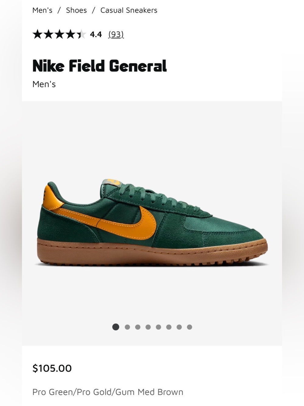 Nike Men's Field General Sneakers in Pro Green and Pro Gold